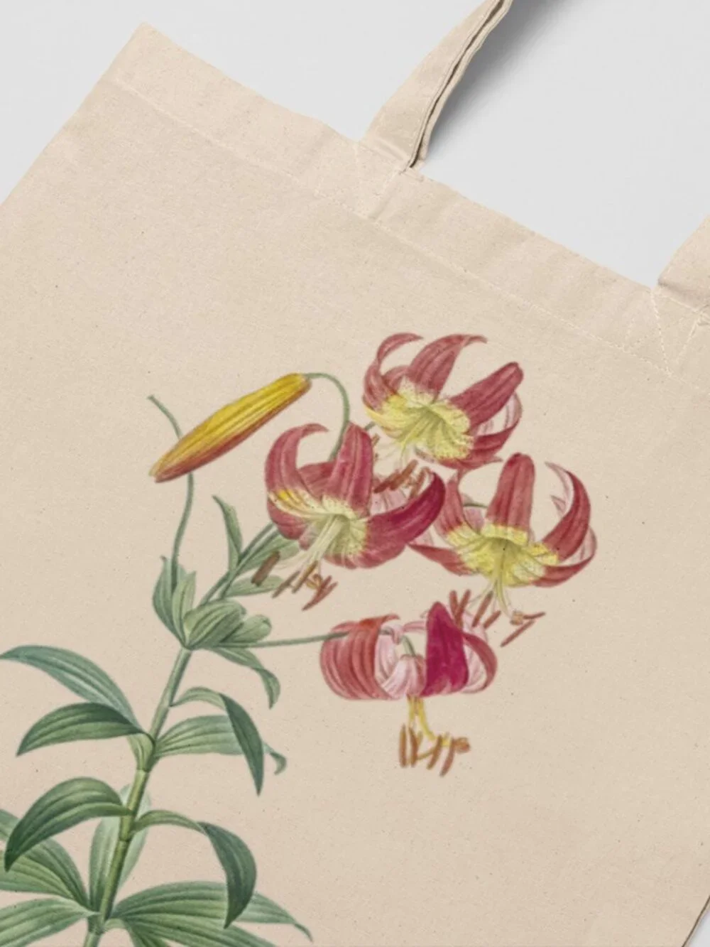 Turban Lily Vintage Floral Print Graphic Canvas Tote Bag